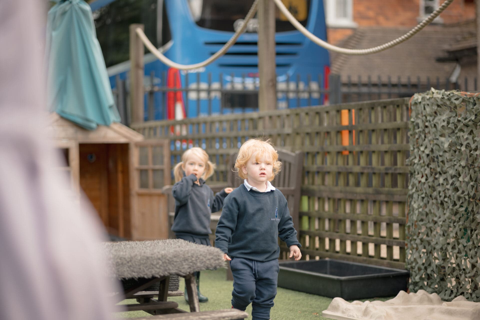 Image of Little Amesbury pupils running outside